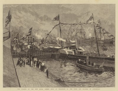 The Opening of the New Royal Albert Dock at Woolwich by the Duke and Duchess of Connaught by William Lionel Wyllie